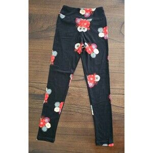 LuLaRoe Girls Juniors Leggings Floral Black Size 8-14 TW TWEEN Teen NEW